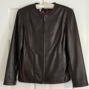 Dark Maroon Leather Jacket by Couture by J. Park